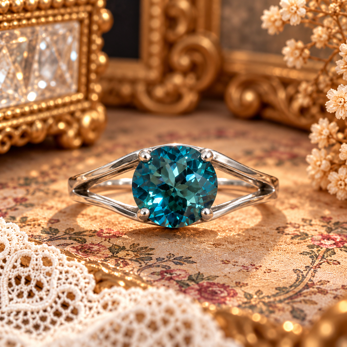 Anillo solitario Topacio London Blue Plata 925