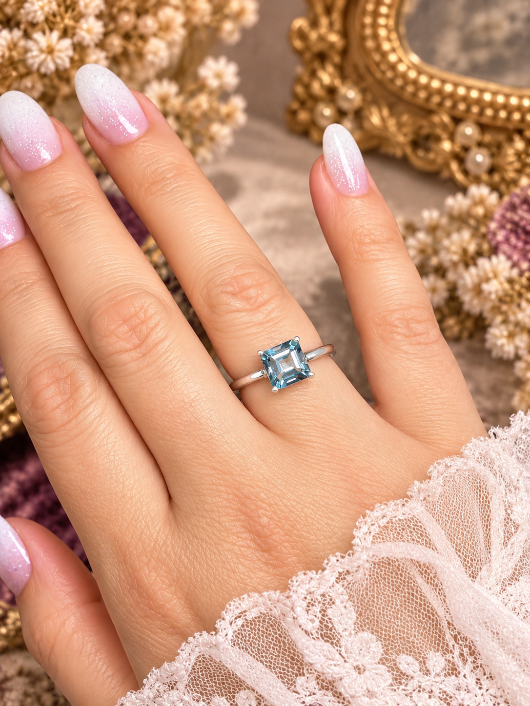 Anillo Topacio Sky Blue Plata 925