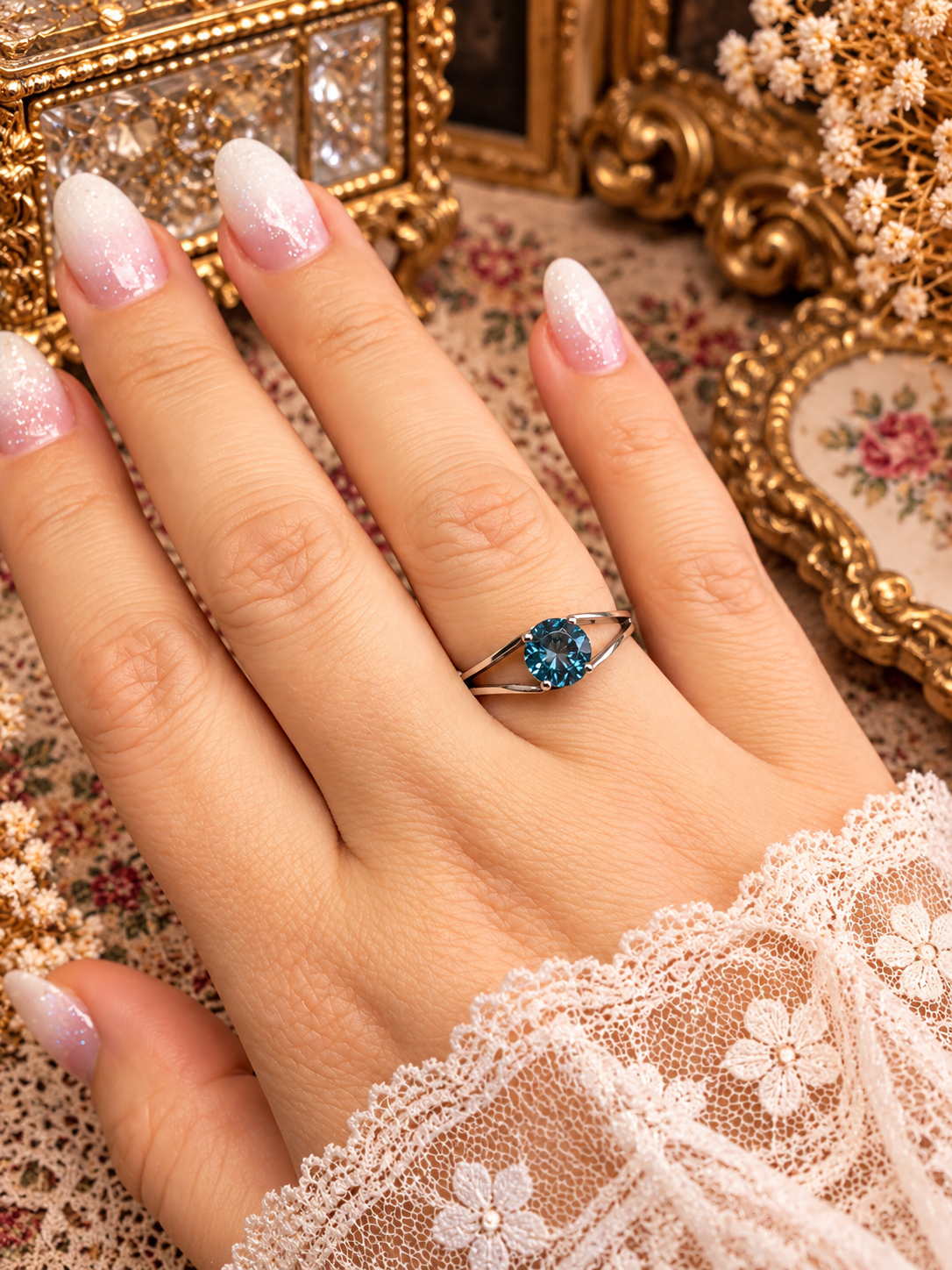 Anillo solitario Topacio London Blue Plata 925