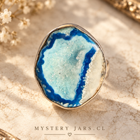Anillo drusa azul de botswana Plata 925