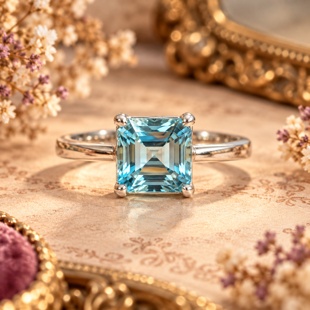 Anillo Topacio Sky Blue Plata 925