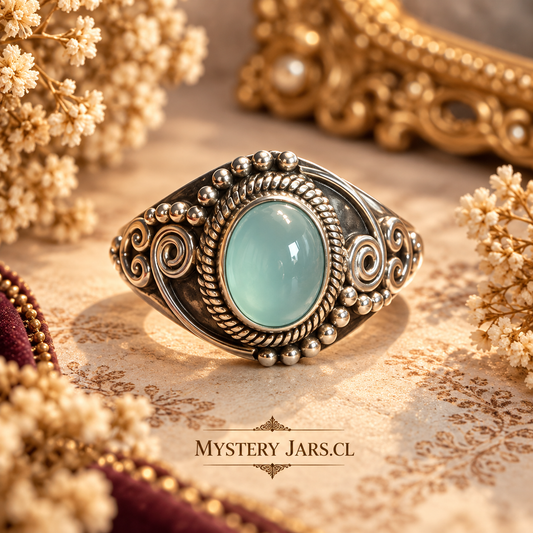 Anillo Calcedonia Aqua Plata 925