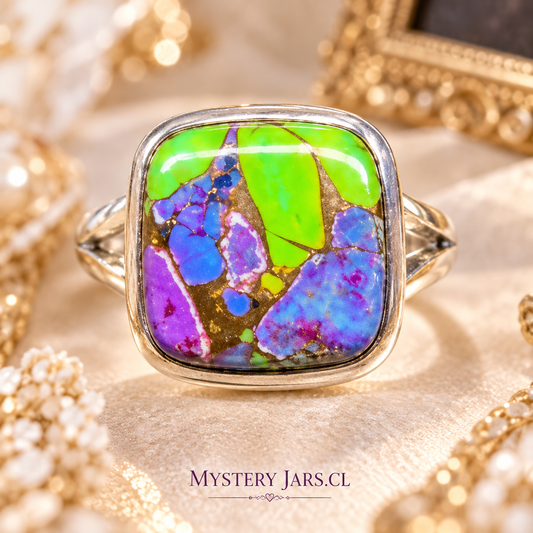 Anillo turquesa natural multicolor Arizona Plata 925