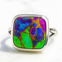 Anillo turquesa natural multicolor Arizona Plata 925