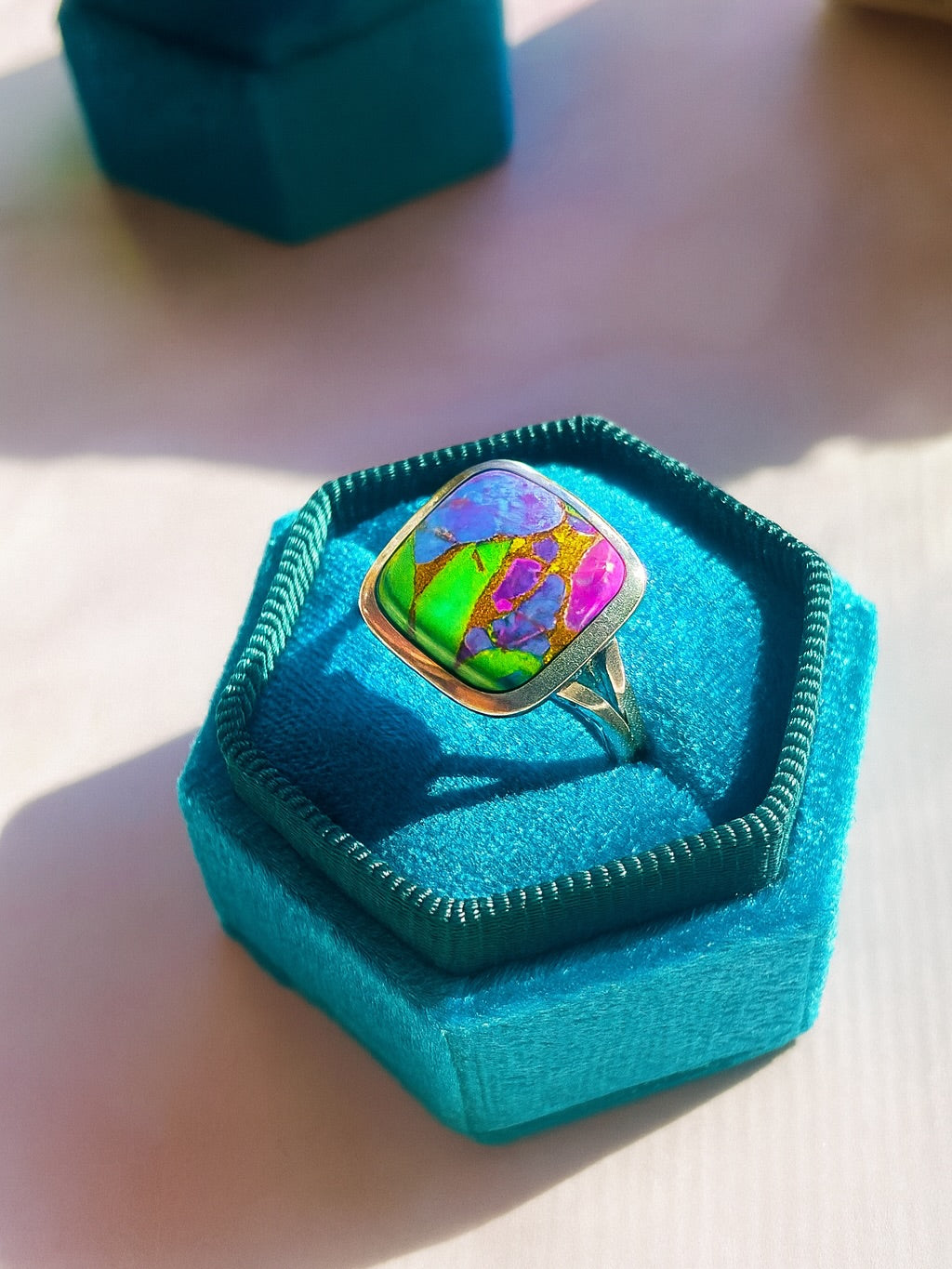 Anillo turquesa natural multicolor Arizona Plata 925