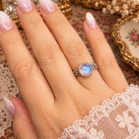 Anillo Piedra Luna Arcoíris Plata 925